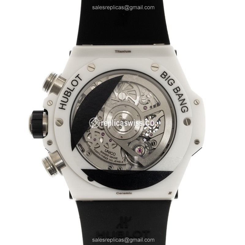 Hublot Big Bang Replica - Automatic - Ceramic - Transparent - White Rubber - Clasp - View 3