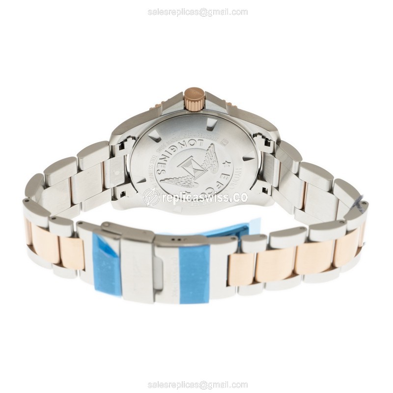 Longines CONQUEST Replica - 18kt Rose & Steel - Automatic - Black Dial - Gold Clasp - View 4
