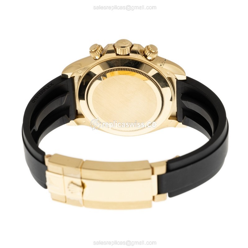 Rolex Daytona Replica - Automatic - 18kt Gold - Black Dial - Rubber Strap - View 4