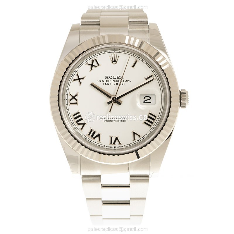 Rolex DATEJUST Replica - Automatic - White Gold - Steel Case, Silver Dial - View 2