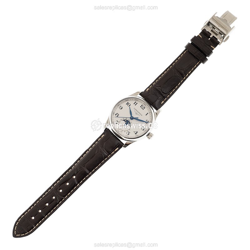 Longines Master Automatic Replica - White Dial on Leather Strap - View 2