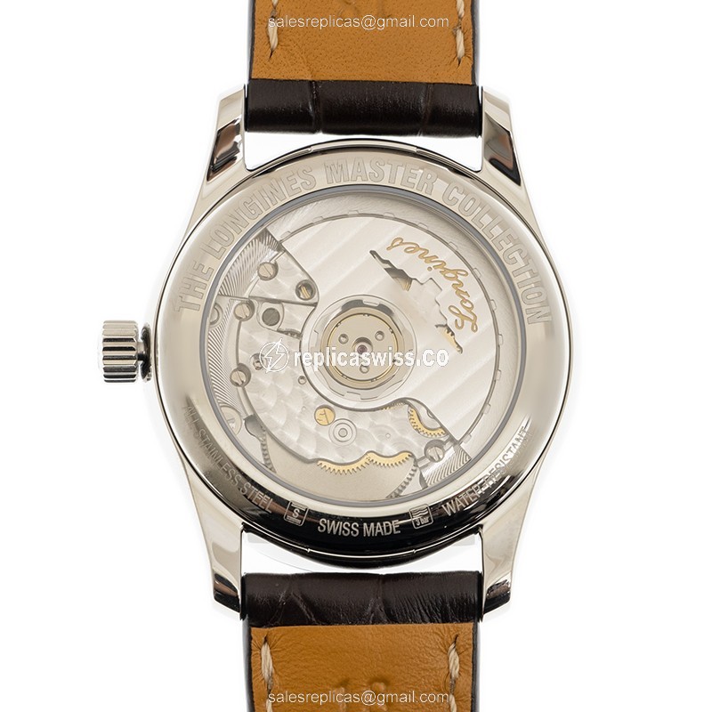 Longines Master Automatic Replica - White Dial on Leather Strap - View 3