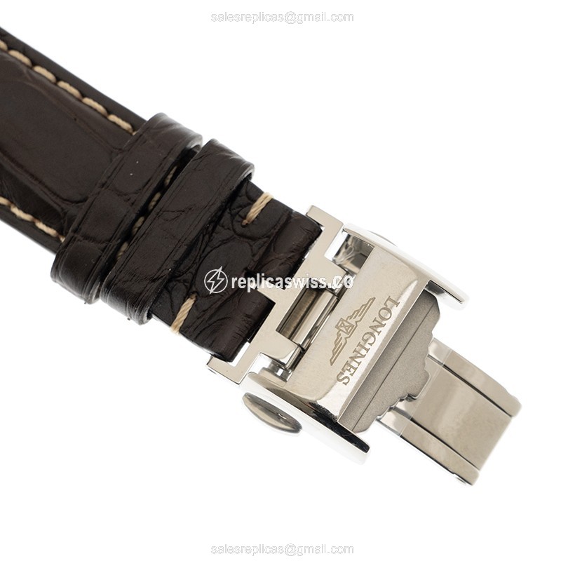 Longines Master Automatic Replica - White Dial on Leather Strap - View 4