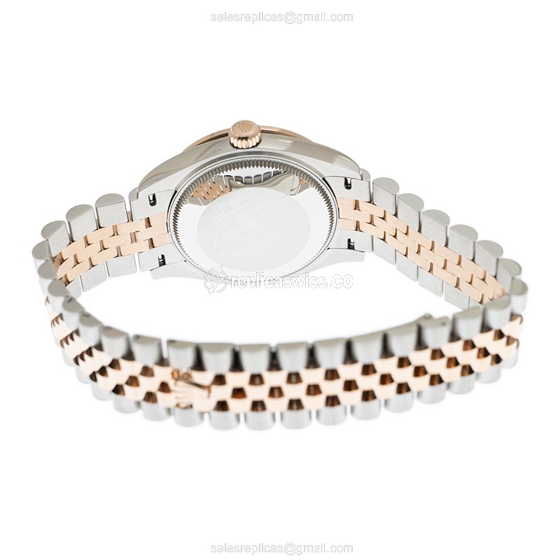Rolex Datejust Replica - Automatic - 18kt Rose Magic - Diamond - Silver Dial - Gold Steel Strap - View 4