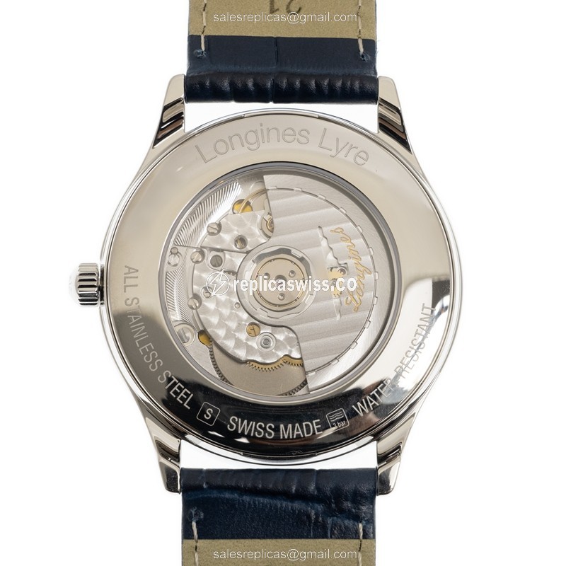 Longines Lyre Automatic - Blue Steel Case | Buckle Clasp | Leather Strap - View 3