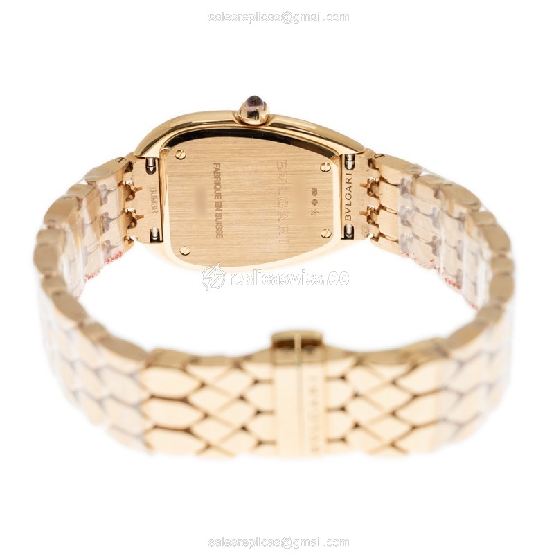 Bulgari Serpenti Seduttori Replica - Quartz - 18kt Rose Gold - Diamond - White Dial - Gold Strap - View 4