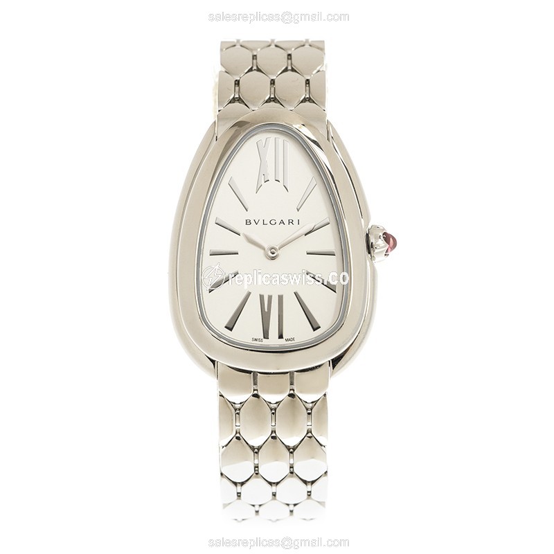 Bulgari Serpenti Seduttori Quartz - White Dial - Steel Case - Silver Strap - View 2