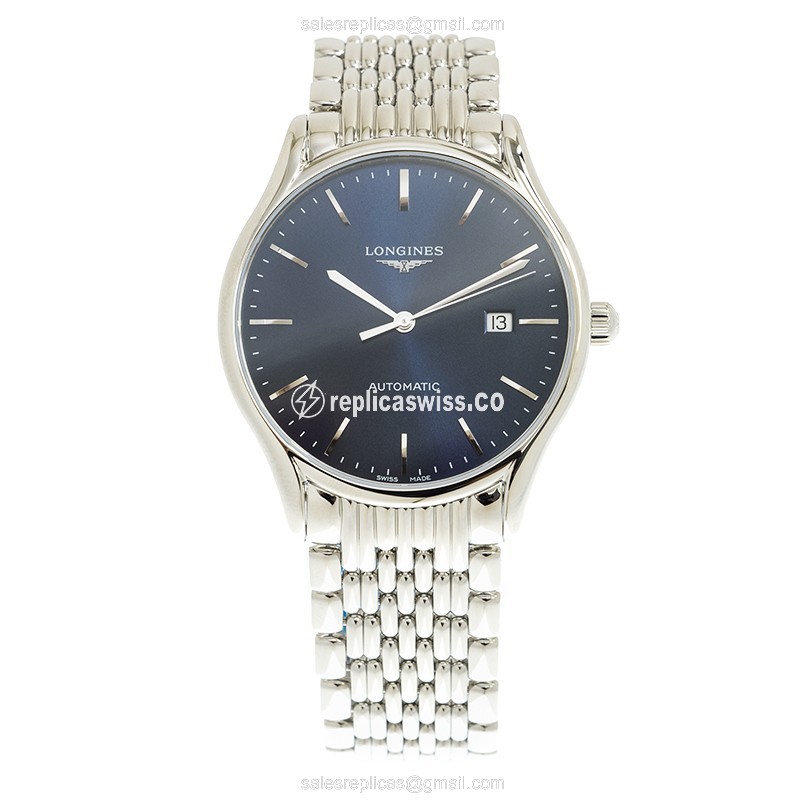 Longines Lyre Replica - Automatic - Steel Case - Blue Dial - Silver Clasp - View 2