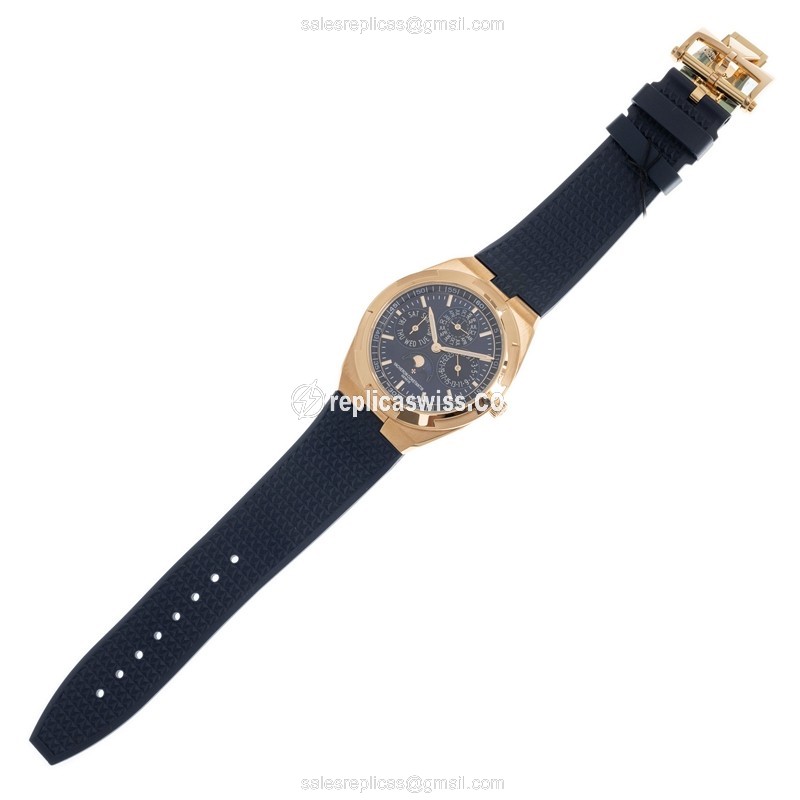Vacheron Constantin Replica - Overseas Automatic - 18kt Rose Gold - Blue Dial - Rubber Strap - View 2
