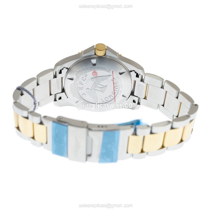 Longines CONQUEST Replica - Automatic - Ceramic - Black Dial on Gold Steel Strap - View 4