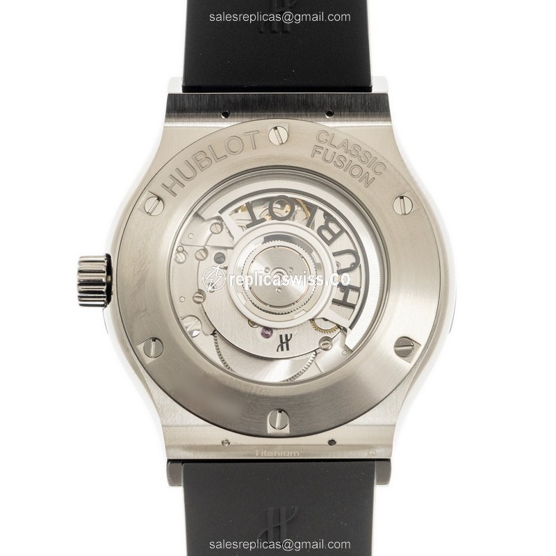 Hublot Classic Fusion Replica - Automatic - Titanium Case - Black Dial - Rubber Strap - View 3
