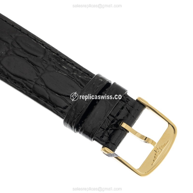 Longines Presence Replica - Automatic - Gold-Plated & Stainless - White Dial - Leather Black Strap - View 4