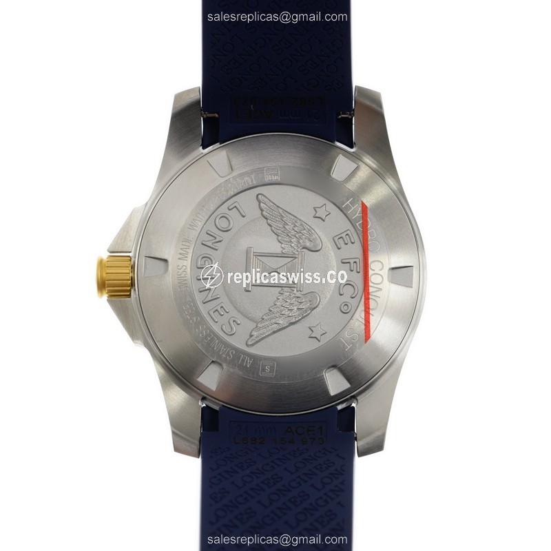 Longines Conquest Replica - Automatic - Stainless Steel - Blue Dial on Rubber Strap - View 3