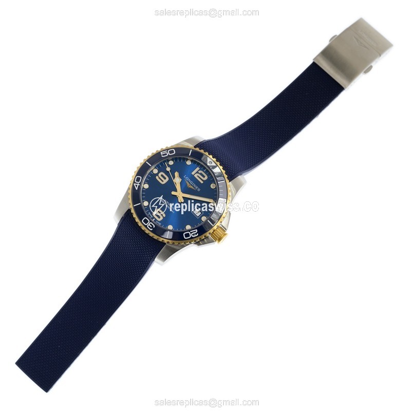 Longines Conquest Replica - Automatic - Stainless Steel - Blue Dial on Rubber Strap - View 2