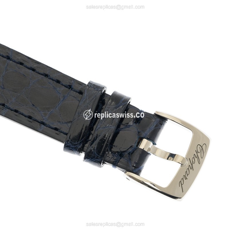 Chopard Happy Sport Replica - Automatic - Steel Case - Silver Dial - Blue Alligator Strap - View 4