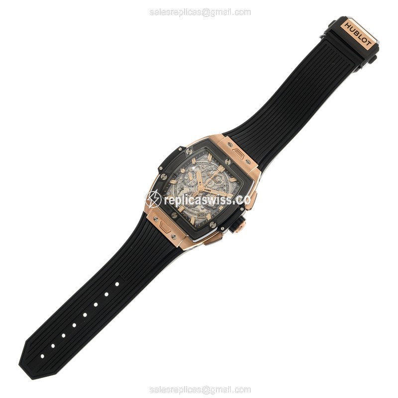 Hublot Big Bang Replica - 18kt Rose Gold - Automatic - Transparent - Black Rubber - Clasp - View 2