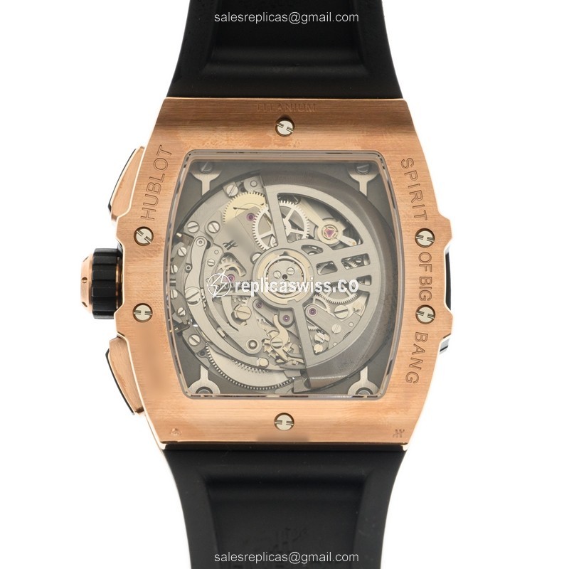Hublot Big Bang Replica - 18kt Rose Gold - Automatic - Transparent - Black Rubber - Clasp - View 3
