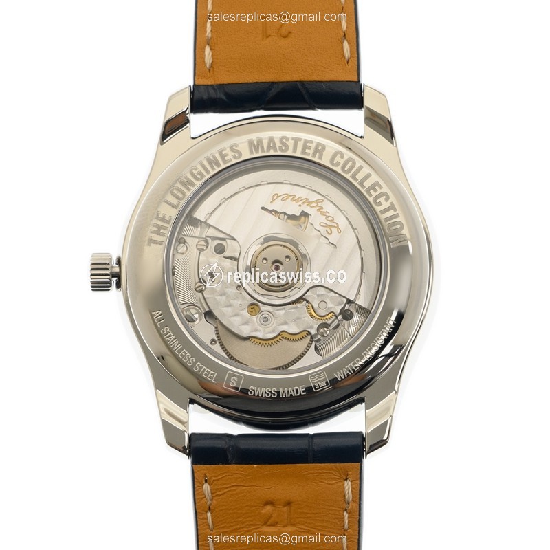 Longines Master Automatic - Steel Case, Blue Dial, Blue Alligator Strap - View 3