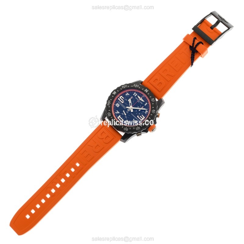 Breitling Endurance Pro Quartz - Carbon Fiber Case - Black Dial - Orange Rubber Strap - Buckle Clasp - View 2