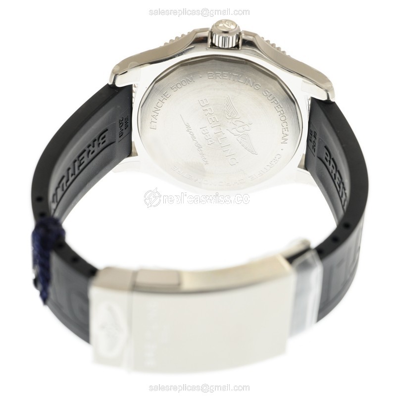 Breitling SuperOcean 42 Automatic Orange Dial Black Rubber Strap Clasp - View 4