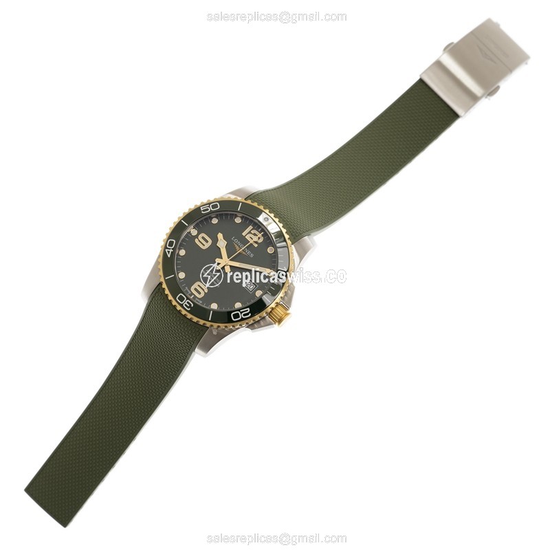 Longines CONQUEST Replica - Automatic - Steel Case - Green Dial, Green Canvas Strap - View 2