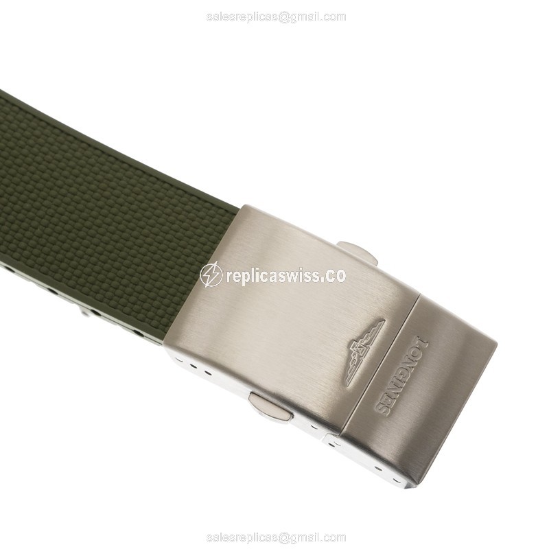 Longines CONQUEST Replica - Automatic - Steel Case - Green Dial, Green Canvas Strap - View 4