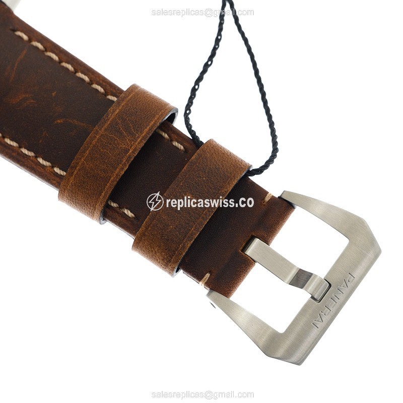 Panerai PAM01075 LUMINOR - Automatic - Beige Dial - Steel Case - Brown Cowhide Strap - View 4