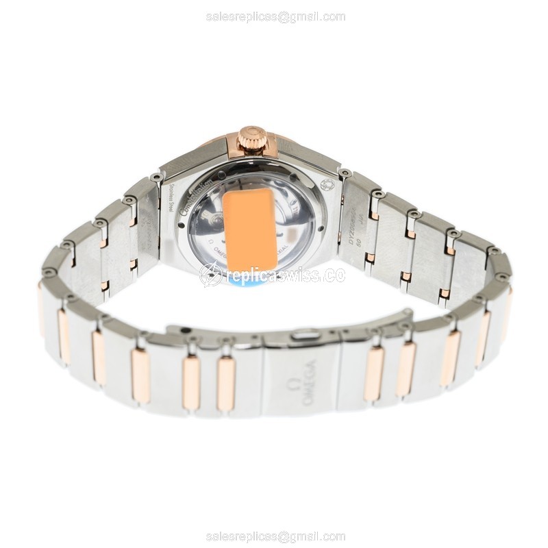 Omega Constellation Replica - Automatic - 18kt Rose Gold - Blue Dial - Diamond - Gold Clasp & Steel Strap - View 4