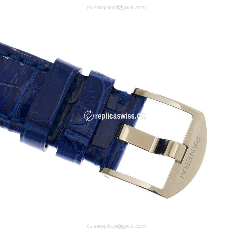 Panerai PAM01273 LUMINOR DUE - Automatic - Steel Case - Blue Dial - Blue Alligator Strap - Buckle Clasp - View 4