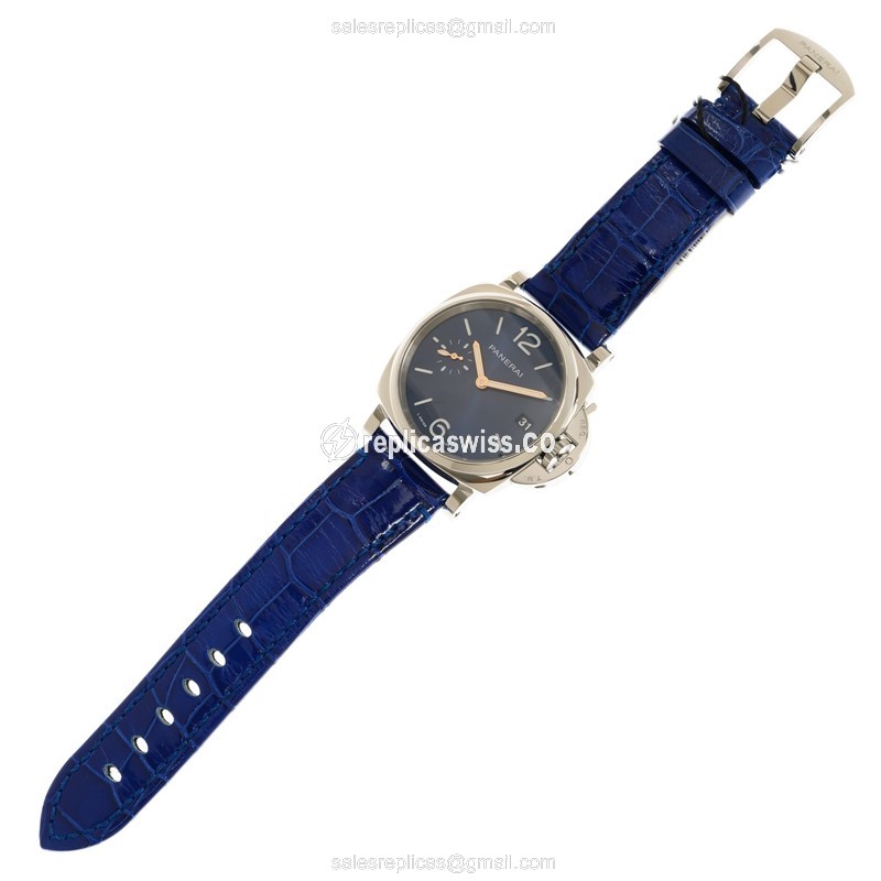 Panerai PAM01273 LUMINOR DUE - Automatic - Steel Case - Blue Dial - Blue Alligator Strap - Buckle Clasp - View 2