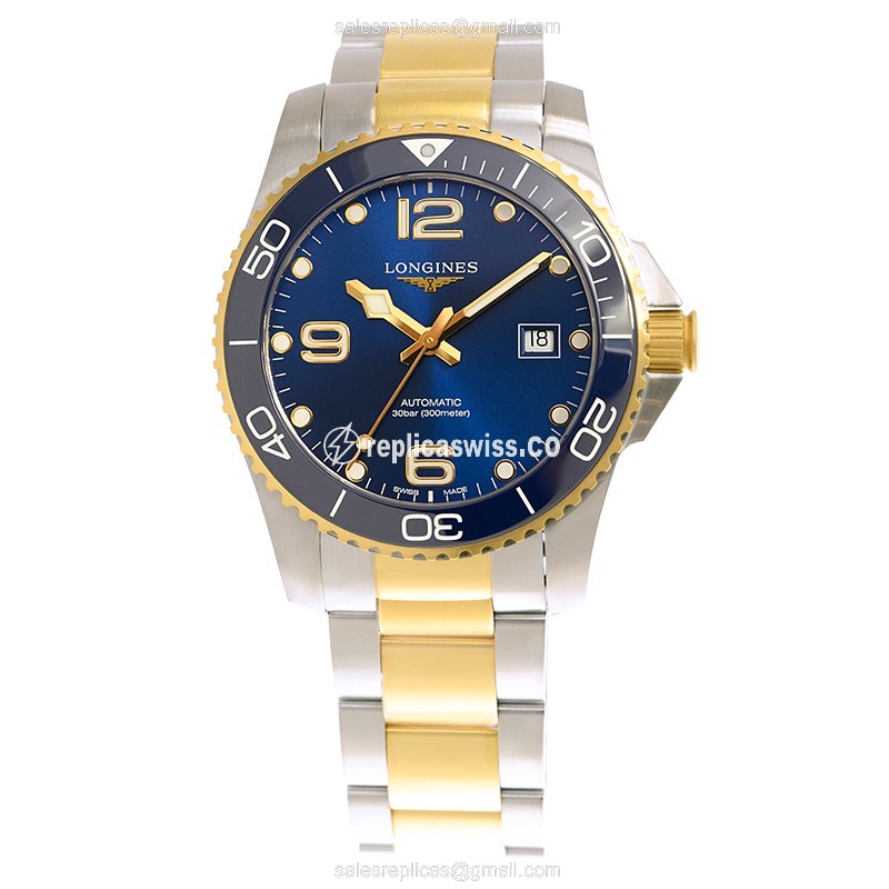 Longines CONQUEST Replica - Automatic - 18kt Gold & Steel - Blue Dial - Gold Strap - View 2