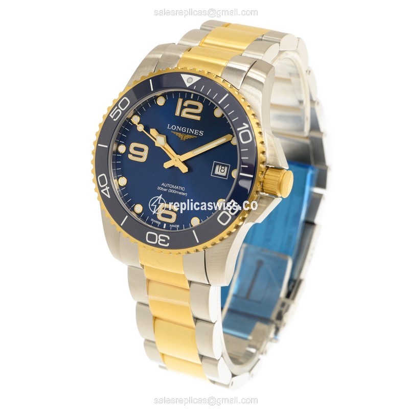 Longines CONQUEST Replica - Automatic - 18kt Gold & Steel - Blue Dial - Gold Strap - View 3