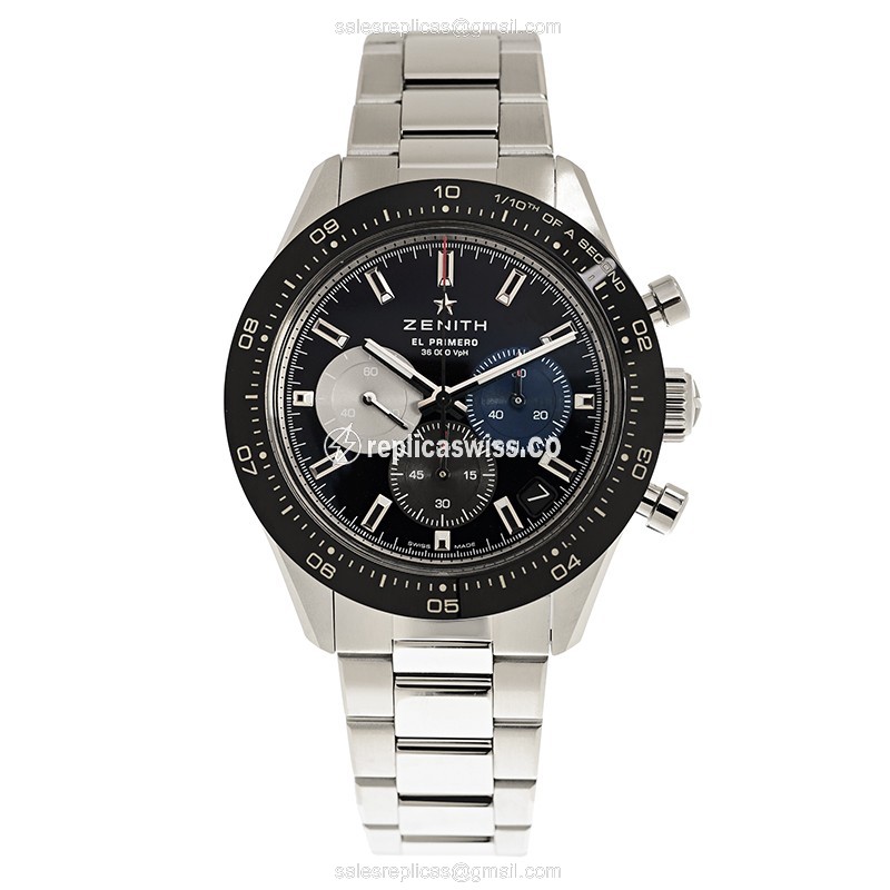 Zenith Chronomaster Replica - Automatic - Ceramic/Steel - Black Dial - Silver Clasp - View 2