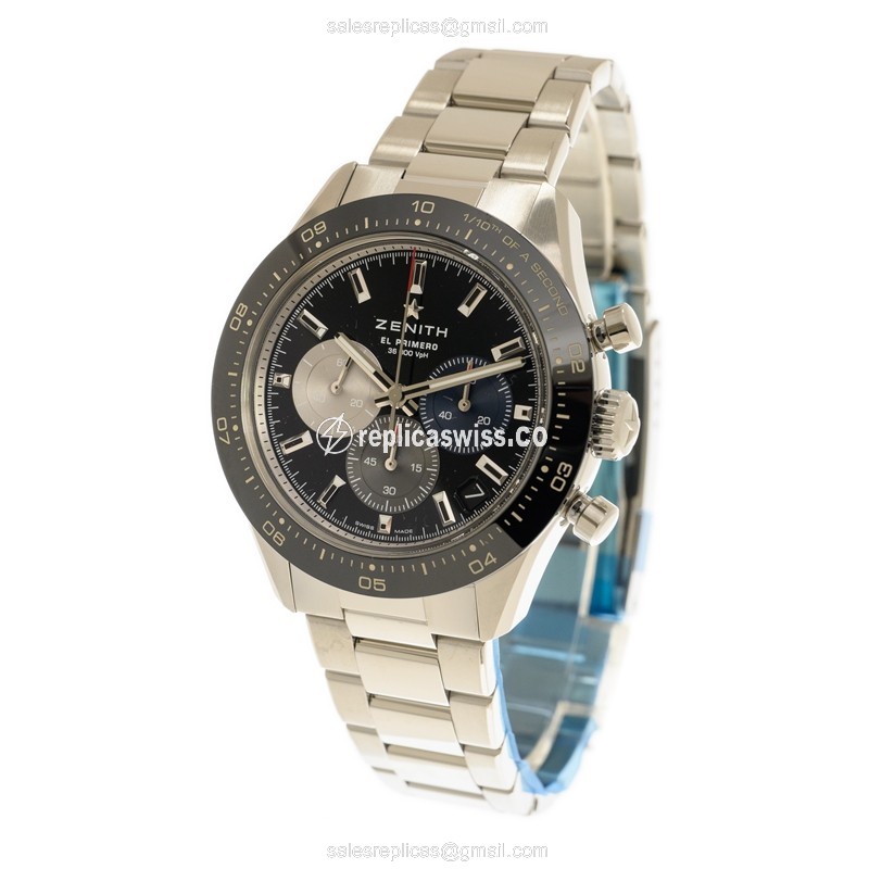 Zenith Chronomaster Replica - Automatic - Ceramic/Steel - Black Dial - Silver Clasp - View 3