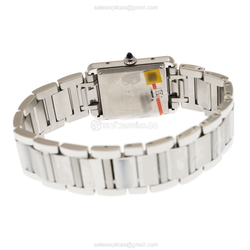 Cartier TANK Quartz Steel - Silver Dial - Steel Band - Clasp - 25mm WSTA0052 - View 4