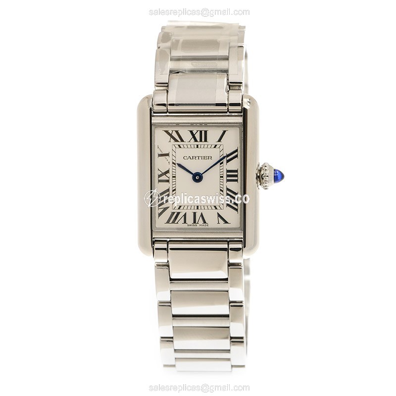 Cartier TANK Quartz Silver - Steel Case & Band - Clasp - View 2