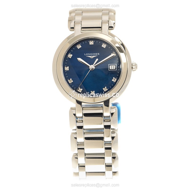 Longines PRIMA LUNA Quartz Replica - Stainless Steel - Blue Dial | Steel Strap - View 2