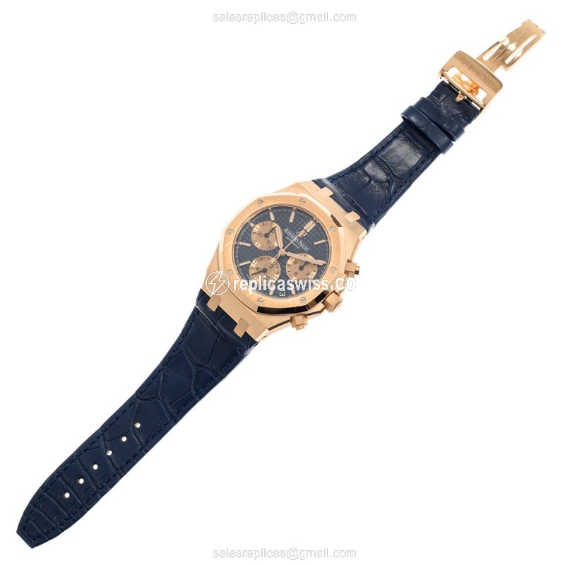 Audemars Piguet ROYAL OAK 26239OR.OO.D315CR.01 - Auto 18kt Gold Blue Dial Blue Alligator Clasp - View 2