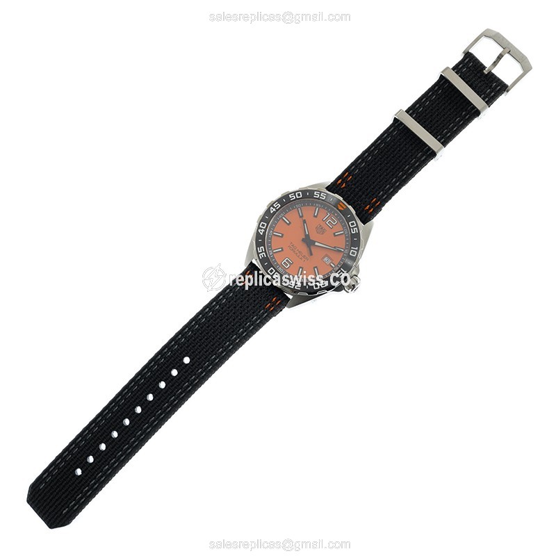 Tag Heuer F1 Quartz Watch - Orange Dial - Black Rubber Strap - Buckle Clasp - View 2