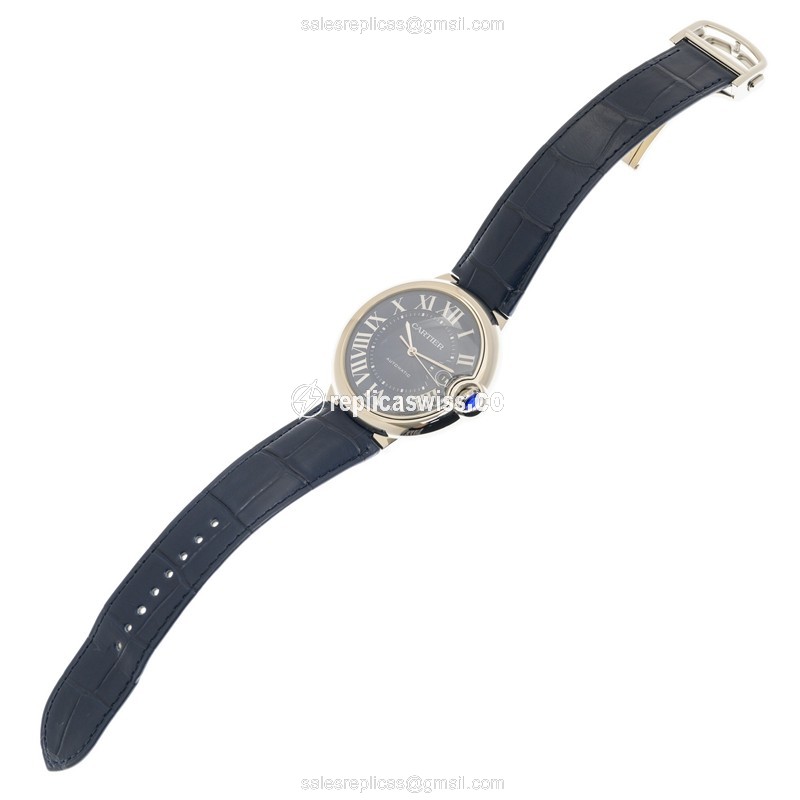 Cartier Ballon Bleu Replica - Steel - Blue Dial - Alligator - View 2