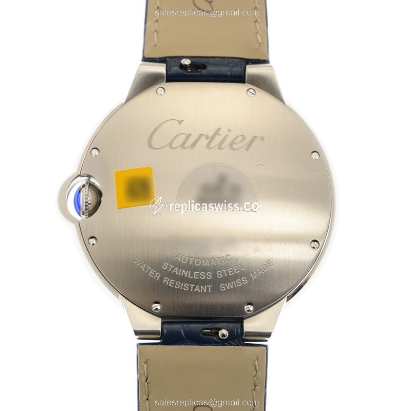 Cartier Ballon Bleu Replica - Steel - Blue Dial - Alligator - View 3