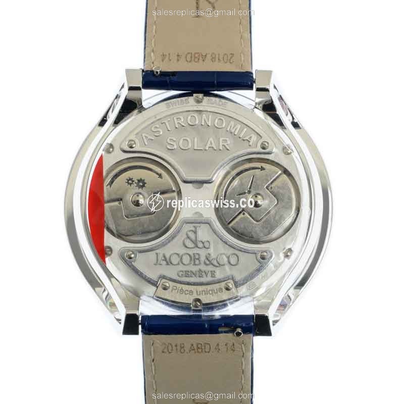 Jacob & Co AS800.30.BD.UC.ABALA Solar - Manual Wind - 18kt White Gold - Diamond Skull - Blue Alligator Strap - View 3