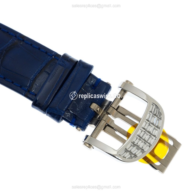 Jacob & Co AS800.30.BD.UC.ABALA Solar - Manual Wind - 18kt White Gold - Diamond Skull - Blue Alligator Strap - View 4