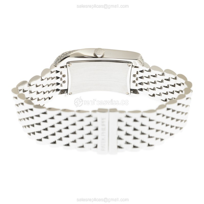Patek Philippe GONDOLO Quartz 18kt White Gold - Diamond Dial - Silver Clasp - Gold Strap - View 4