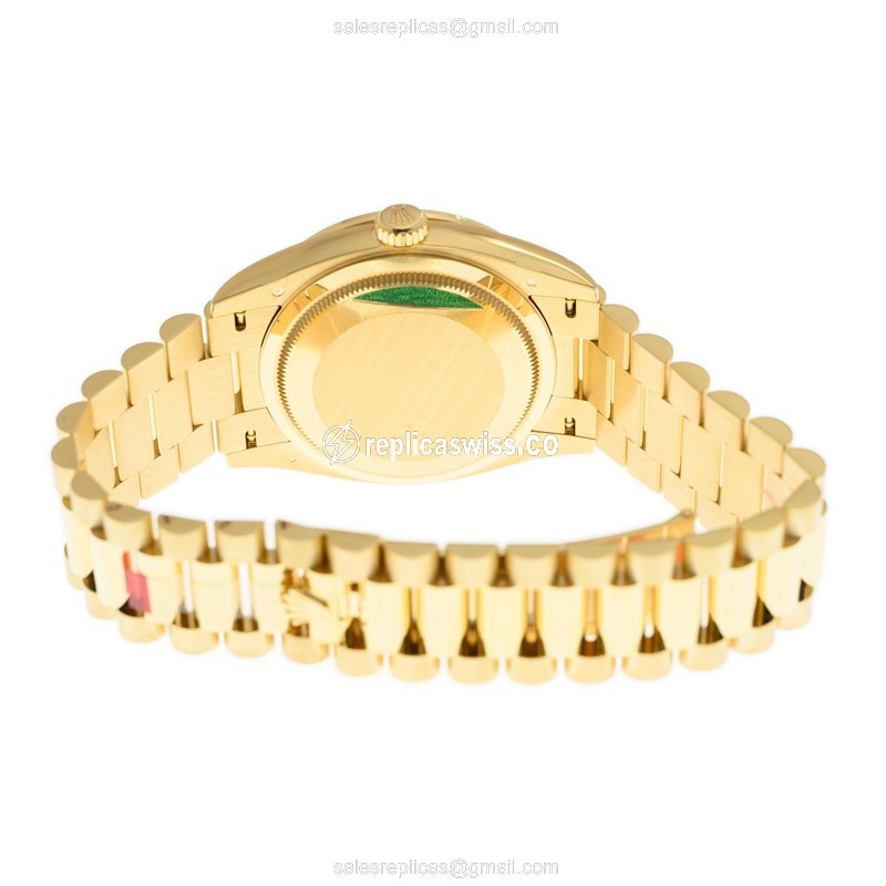Rolex Day-Date Replica - Automatic - 18kt Gold Case & Blue Dial - Diamond Clasp - View 4