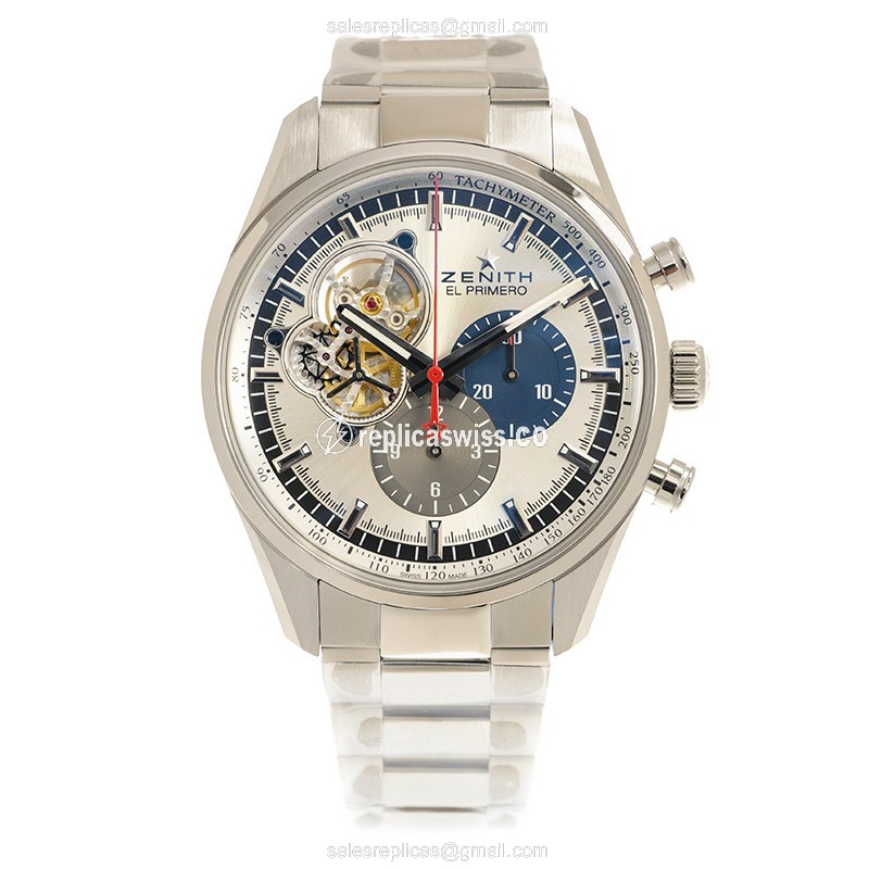 Zenith Chronomaster Replica - Automatic - Stainless Steel - White Dial on Silver Steel Strap - View 2