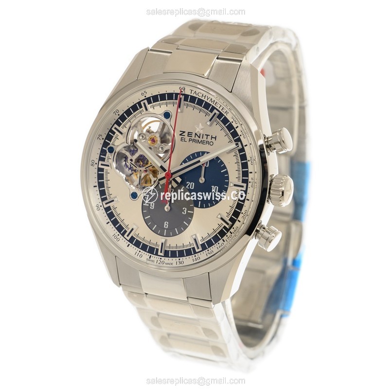 Zenith Chronomaster Replica - Automatic - Stainless Steel - White Dial on Silver Steel Strap - View 3