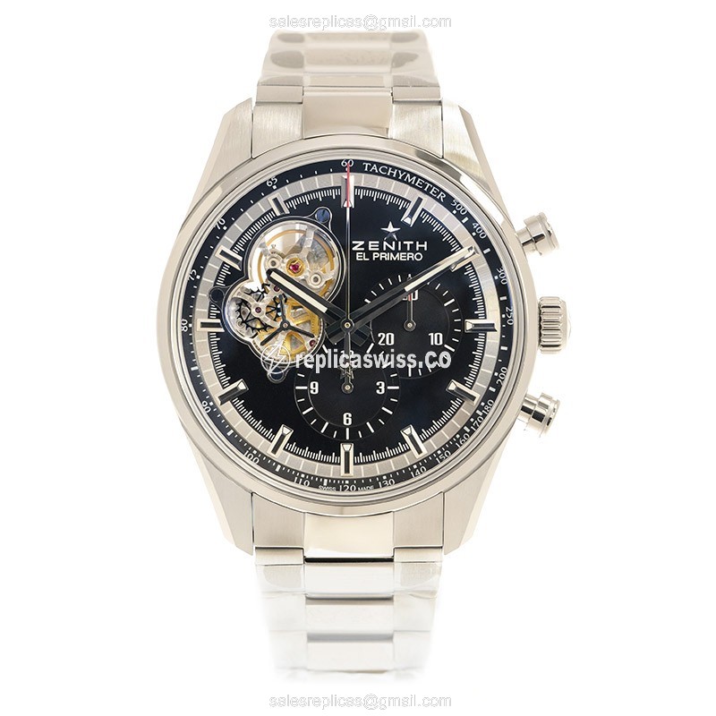 Zenith Chronomaster Automatic - Stainless Steel Case - Black Dial - Silver Steel Strap - View 2
