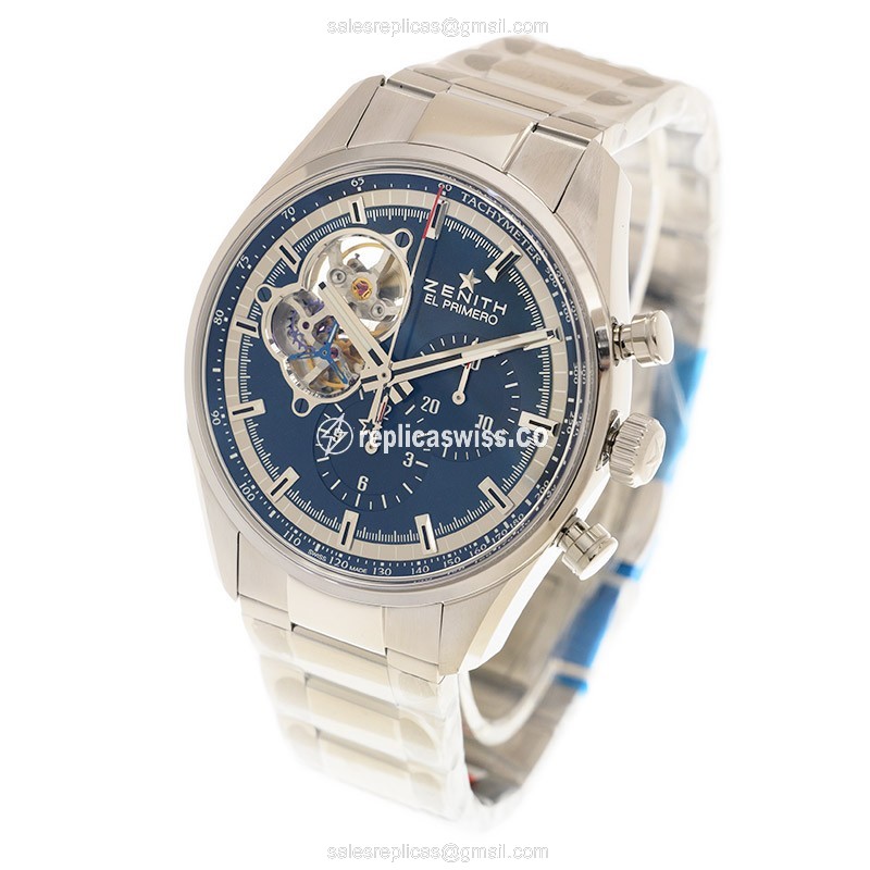 Zenith CHRONOMASTER Replica - Automatic - Steel - Blue Dial - View 3