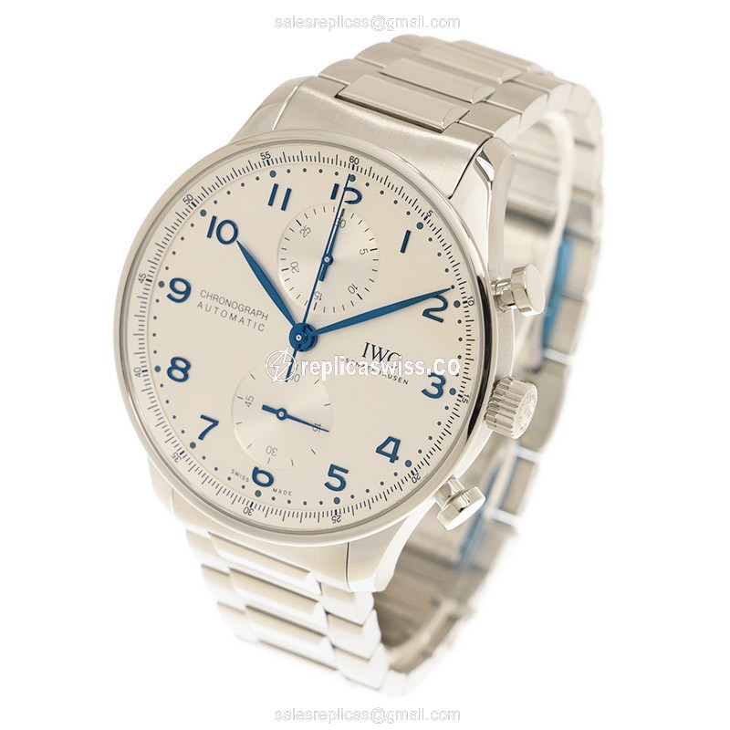 IWC Portuguese Automatic - Stainless Steel - Silver Dial - Clasp - Silver Band - View 3